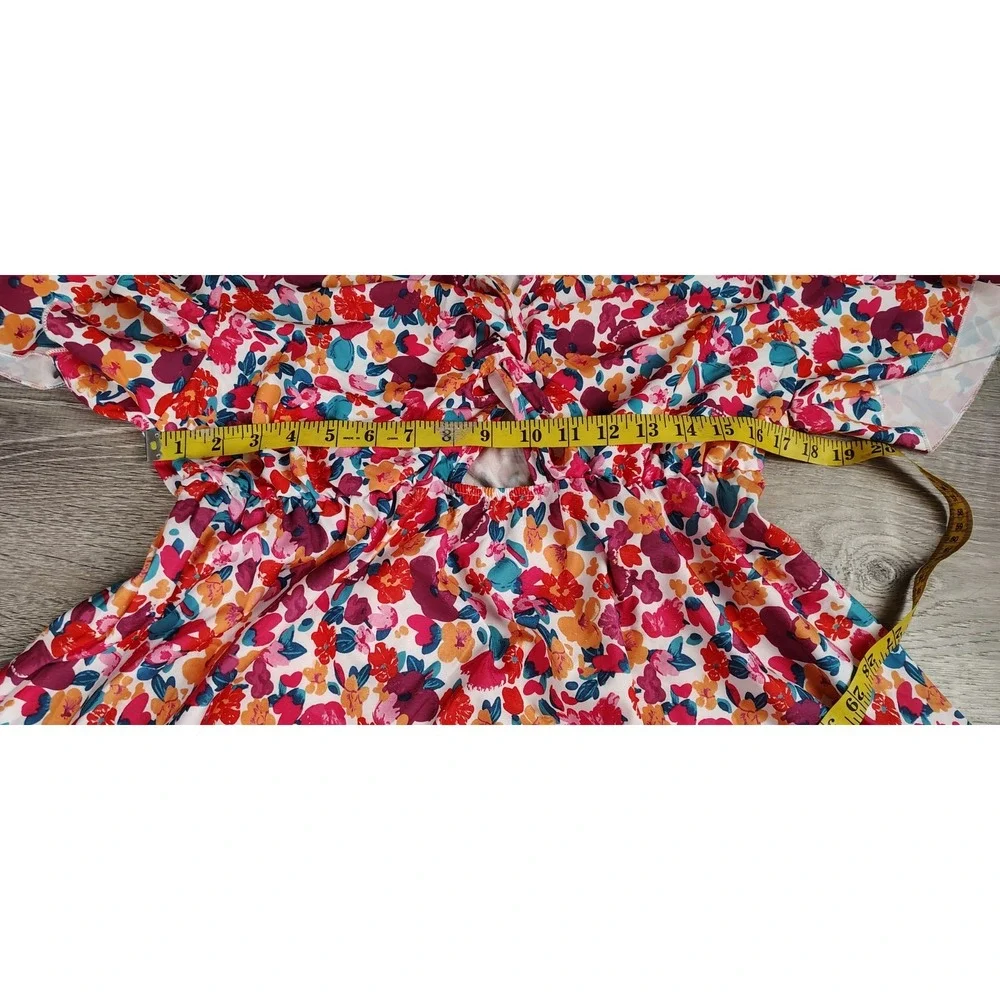 Women's Shein Curve Size 0XL Floral Twist Front Keyhole Cutout Dress‎ Short